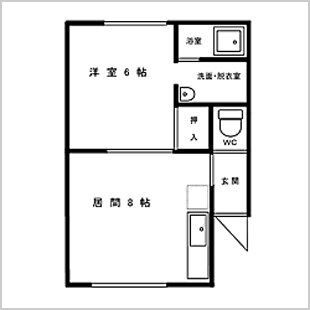 【リバーサイドⅠ】 - 1LDK - 間取り図